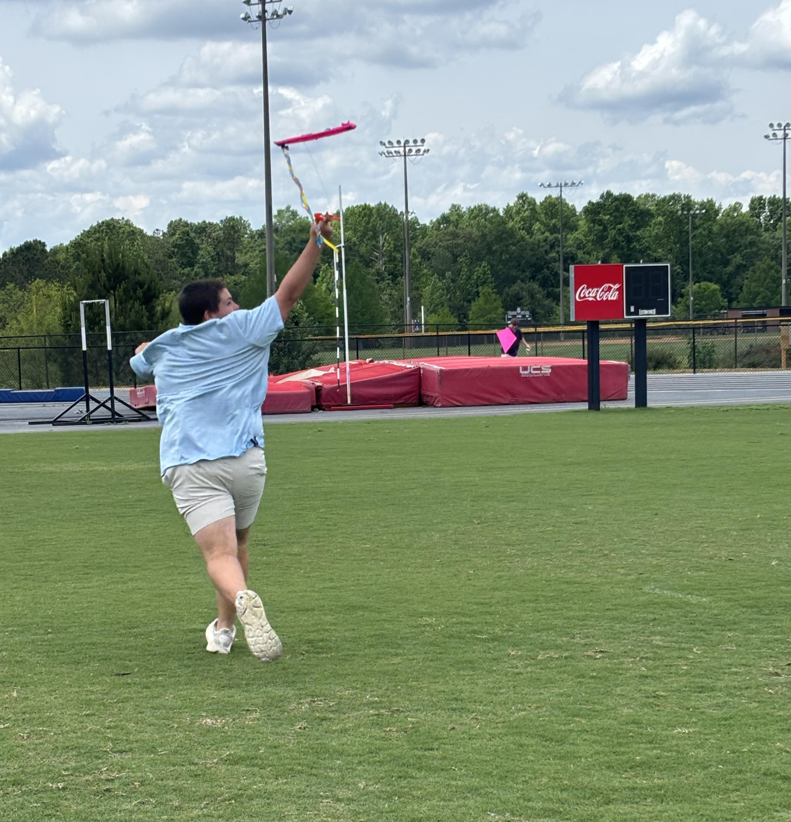 Student flying kite